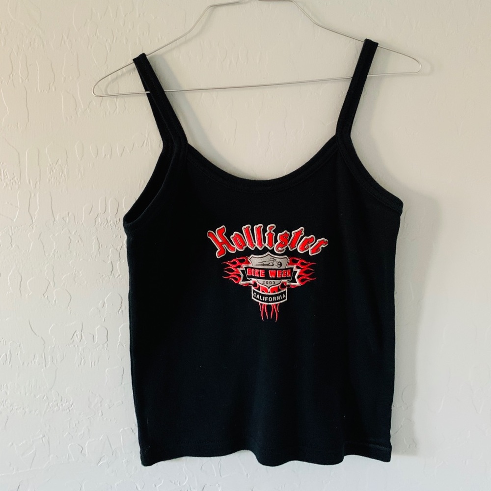 Cropped Retro Hollister Black Cami 2003 Bike Event